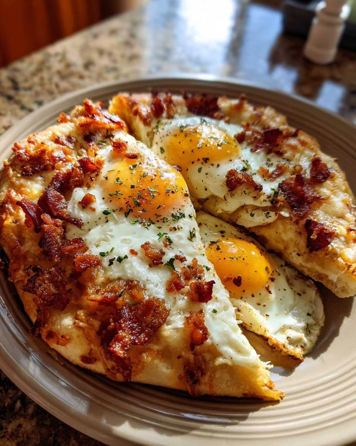 Breakfast Pizza with Bacon & Egg - detail 1