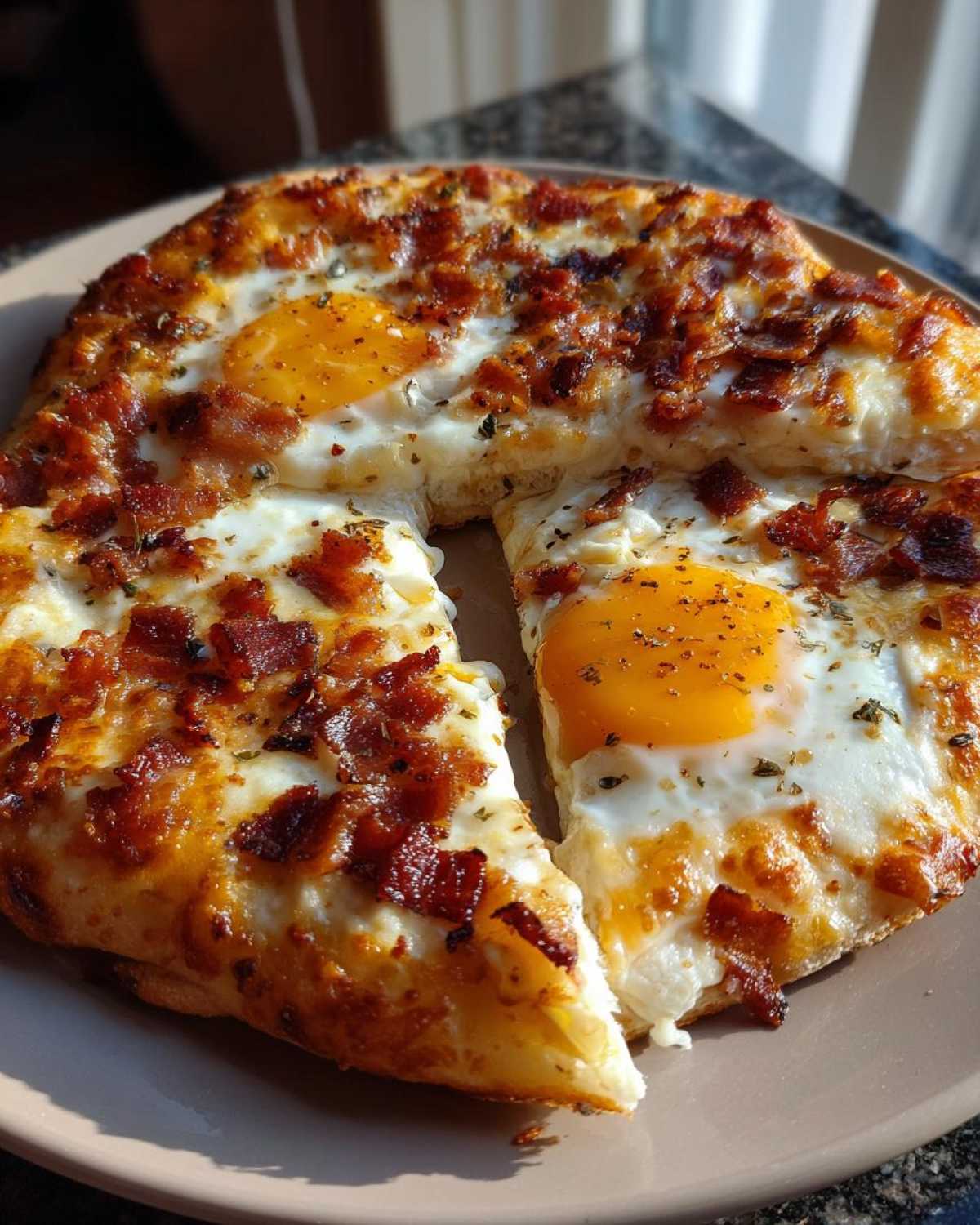 Breakfast Pizza with Bacon & Egg - detail 4