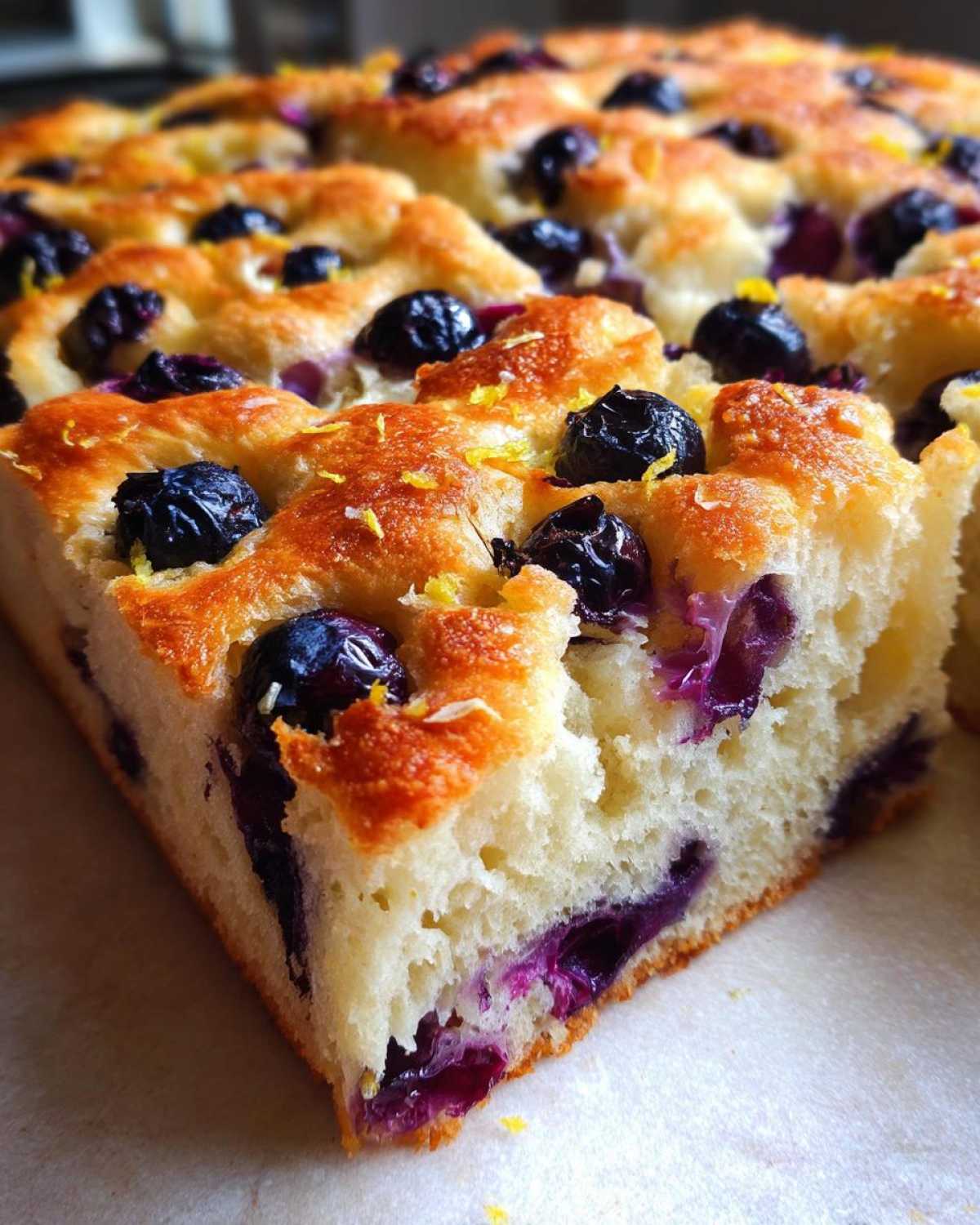 Lemon Blueberry Focaccia - detail 1